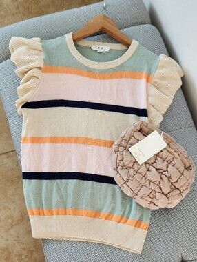THML Knit Top with Ruffle Sleeves